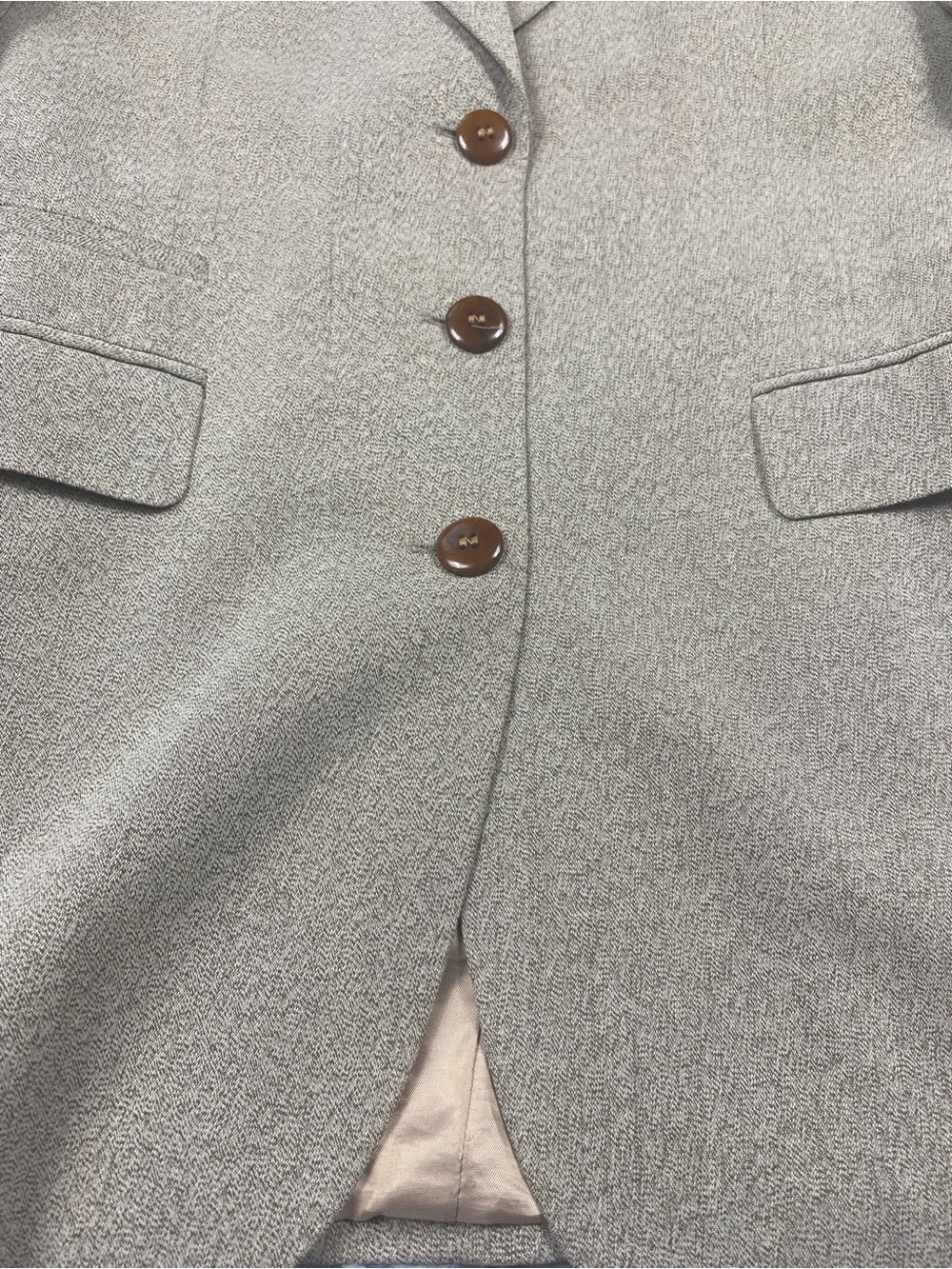 Barbara Bui Blazer Womens Brown Gray  Leather Trim Suit Jacket Business Chic